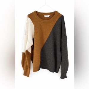 Only Women's Colorblock Sweater - Brown, Cream, and Gray